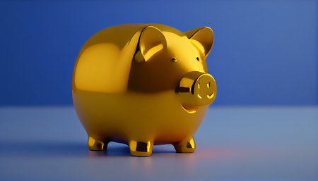Golden piggy bank. Generative AI Illustrationの素材