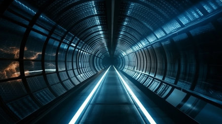 long empty tunnel. Generative AI illustratorの素材
