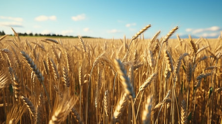 Wheat field under the open sky. Generative AI illustratorの素材
