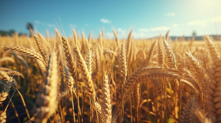 Wheat field under the open sky. Generative AI illustratorの素材