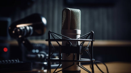 Studio microphone in the hall. Generative AI technologyの素材