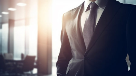 Men in the office posing in a suit. Generative AI illustratorの素材