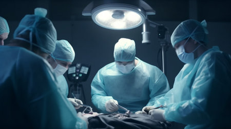 Doctors perform an operation. Generative AI illustratorの素材