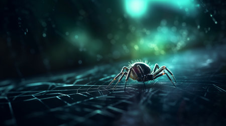 A beautiful spider in a dark room. Generative AI illustratorの素材
