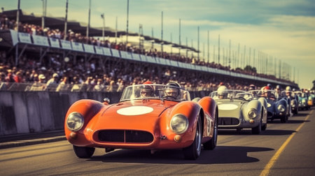 Racing old racing cars. Generative AI illustratorの素材