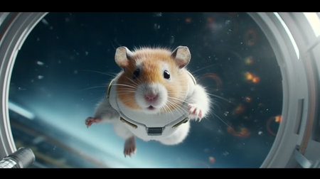 Hamster in the spacecraft. Generative AI illustratorの素材