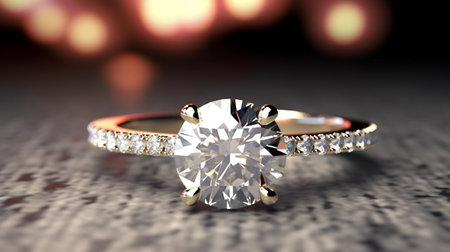 Ring with a huge diamond. Generative AI Illustrationの素材