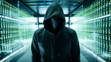 Hacker in the server room. Generative AI illustratorの素材