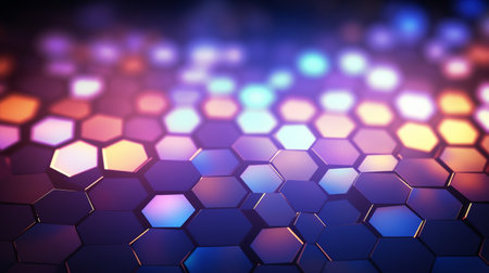 3d rendering of abstract fractal shape. Creative glowing background with hexagons.の素材