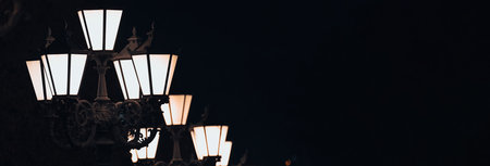 garden park light at night backgroundの写真素材