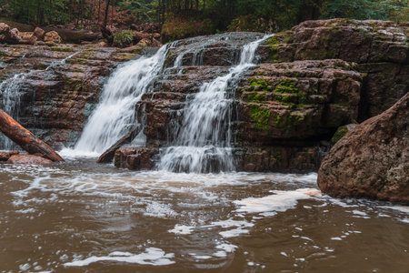 Beautiful waterfall in the forest during the day