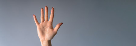 Female open palm like stopの写真素材