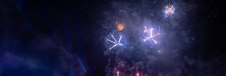 New Year's fireworks in the cityの写真素材