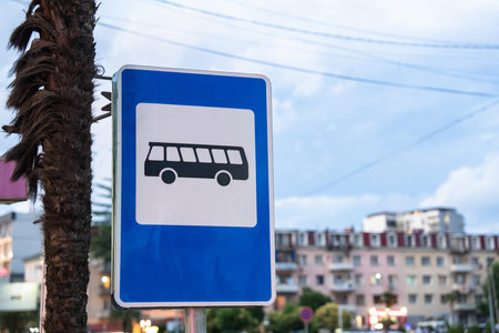 Public transport sign on the streetの写真素材