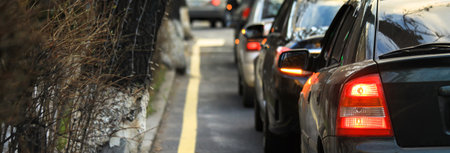 car parking in street in city