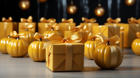 New Year gifts with yellow packagingの素材