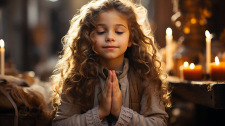 The Little cute girl is prayingの素材