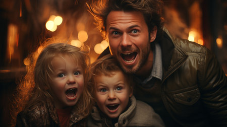 Frightened family during disasterの素材