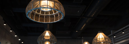 Modern lamps in the cafe or restaurant