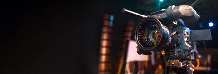 TV camera in recording and live studio