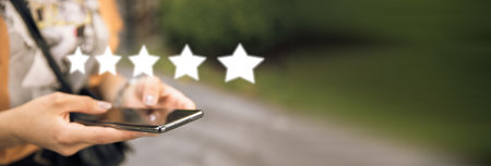 woman hand phone and stars in screen