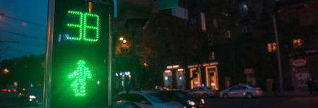 Traffic lights with the green at the nightの写真素材