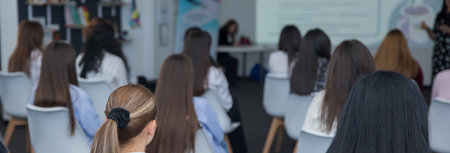 female students during a lecture or seminarの写真素材