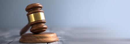 law concept, wooden judge on the wooden background
