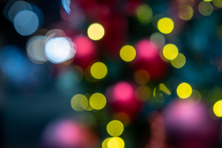 Christmas tree Sparkle lights, bokehの写真素材
