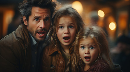 Frightened family during disasterの素材