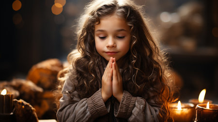 The Little cute girl is prayingの素材