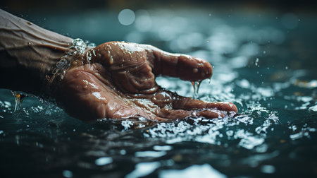 Hand on the water, Elemental Connection, Nature Contact, Stillnessの素材