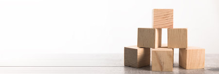 Wooden toy cubes isolated on a white