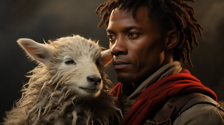 African with lambの素材