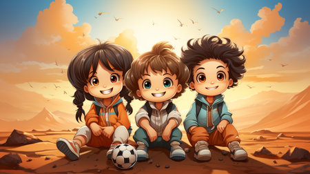 Children play sports, teamwork, youth sports,の素材