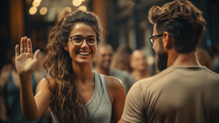 athletic smiling girl in the gymの素材