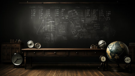 Geography classroom, blackboardの素材
