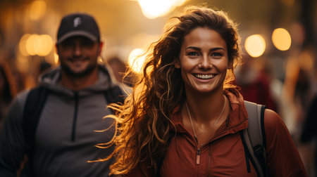 athletic smiling girl in the gymの素材