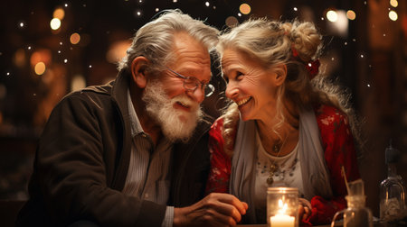 Senior loving couple on Christmasの素材