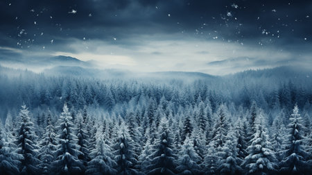 Winter forest of firs, Snow-coveredの素材