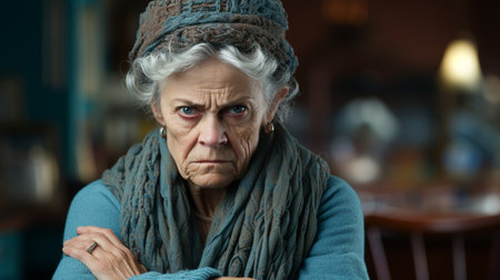 frustrated, angry senior womanの素材