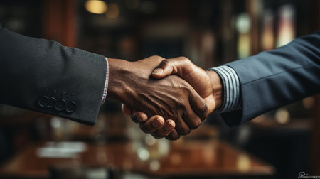 A formal handshake between two peopleの素材
