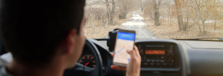 A boy using google navigation app