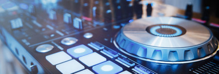 Close up view of professional DJ console