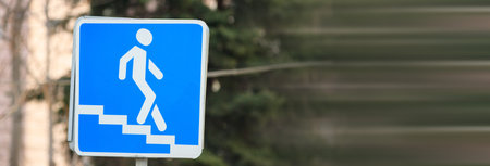 person walks down the stair - sign iconの写真素材