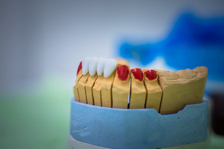 appliance for designing ceramic teeth, medical concept, dental clinic, stock photo
