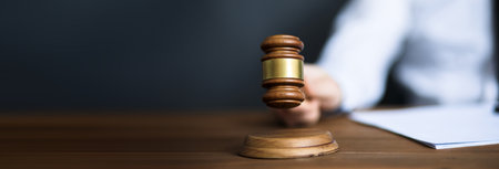 man hand judge with document on dark background