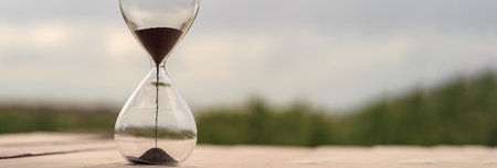 Close-up of the hourglass natural backgroundの写真素材