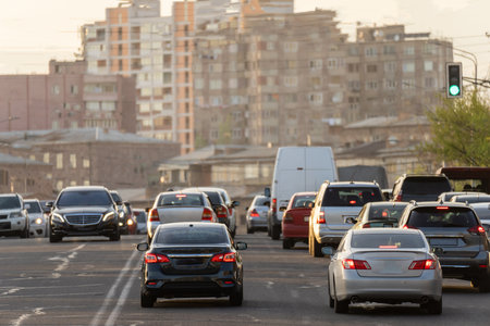 City traffic during the day, cars