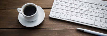 Coffee with computer keyboard